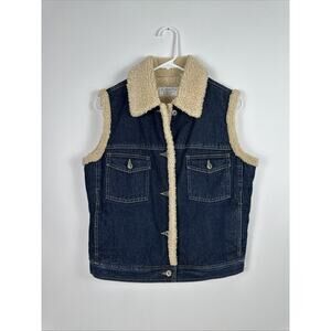 Vintage Liz Claiborne Denim Sherpa Vest Petite Medium